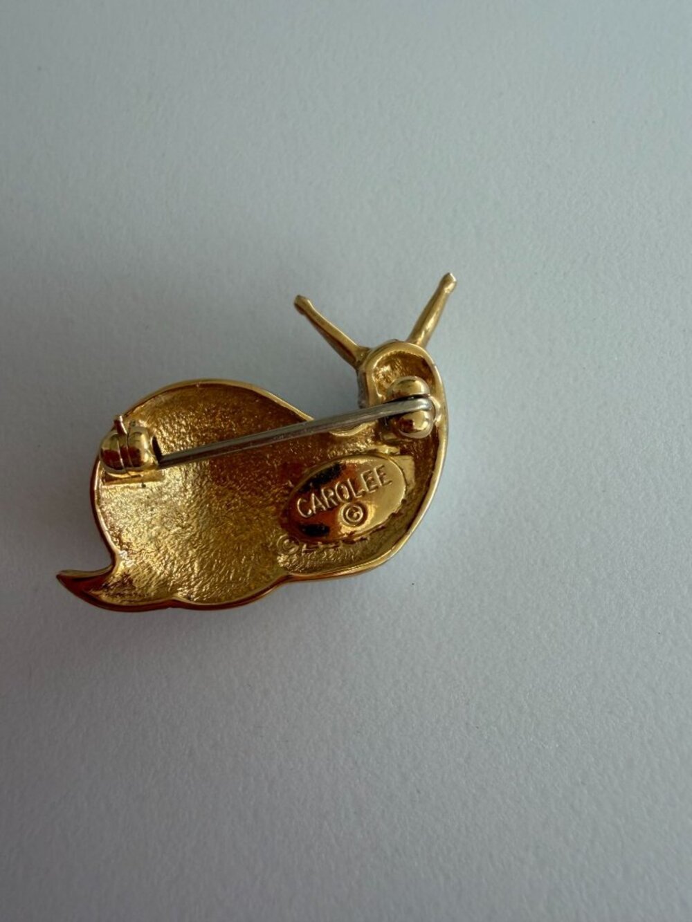 CAROLEE Gold Tone Rhinestone Snail Pin Brooch - Picture 2 of 3
